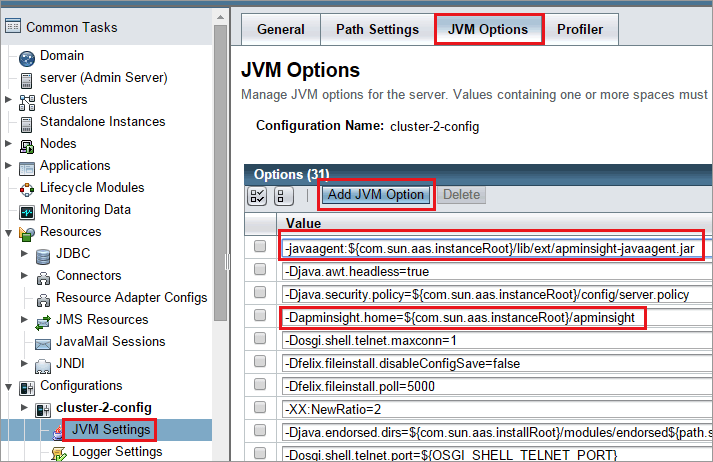 Install APM Java agent on Glassfish