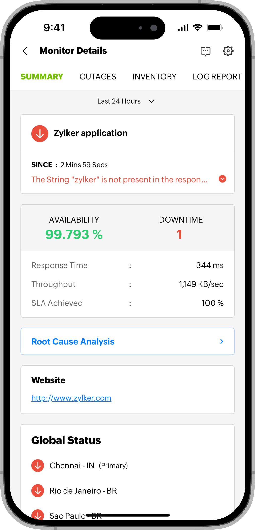 Monitor Details iOS