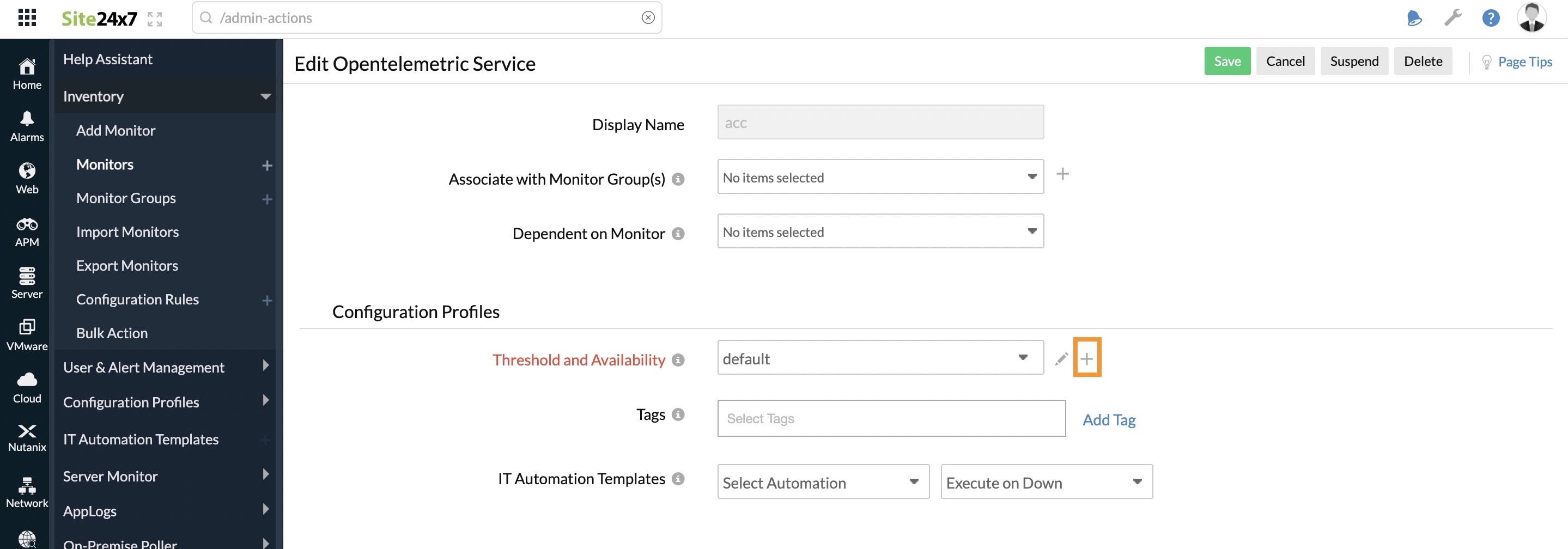 Add Threshold and Availability