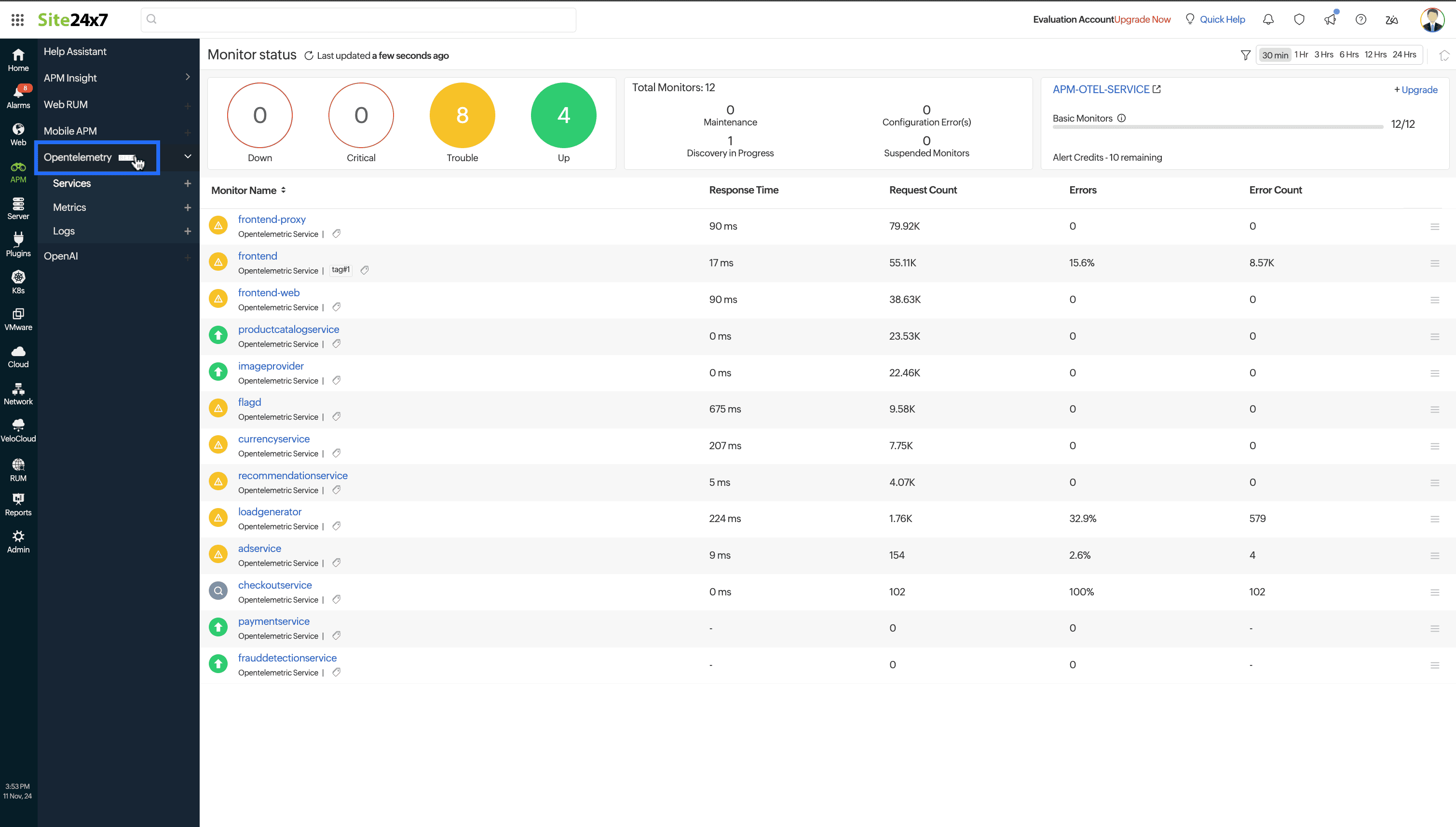 select OpenTelemetry