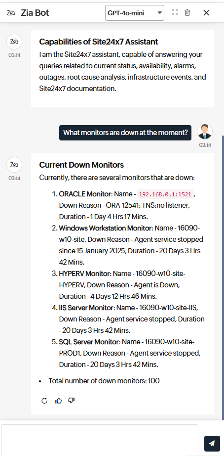 Down monitors query