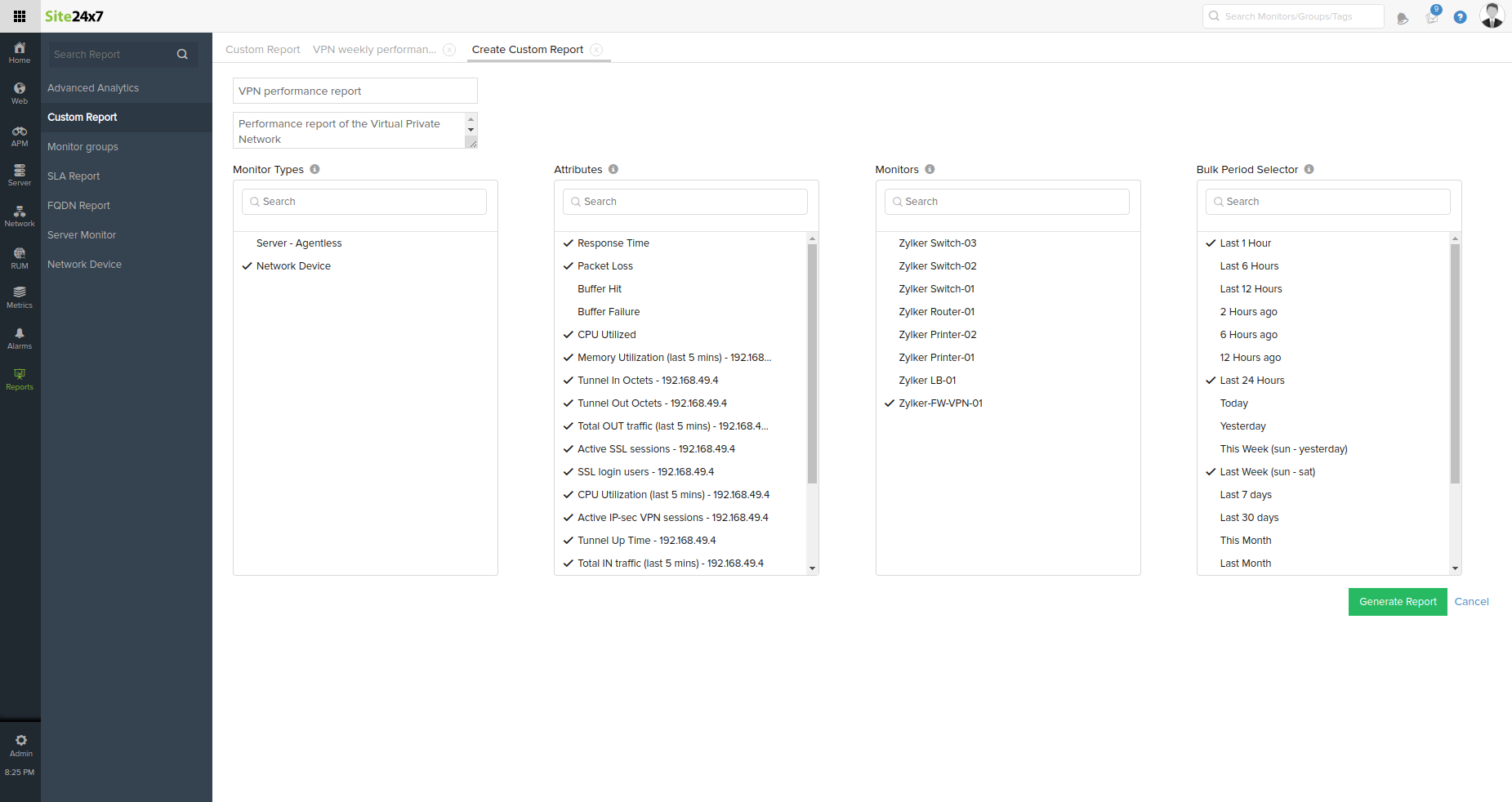 Generate VPN reports